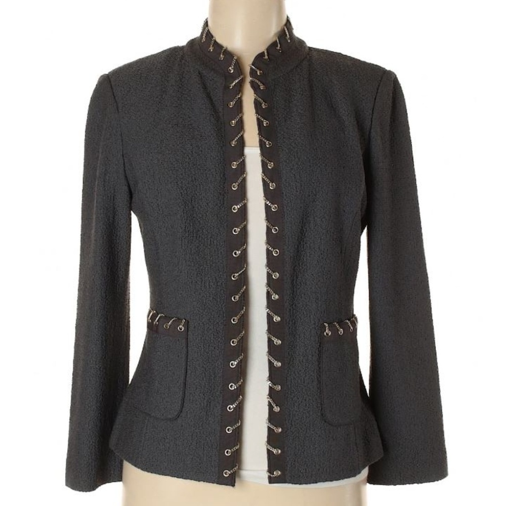 Chain detail blazer by St. John charcoal Gray